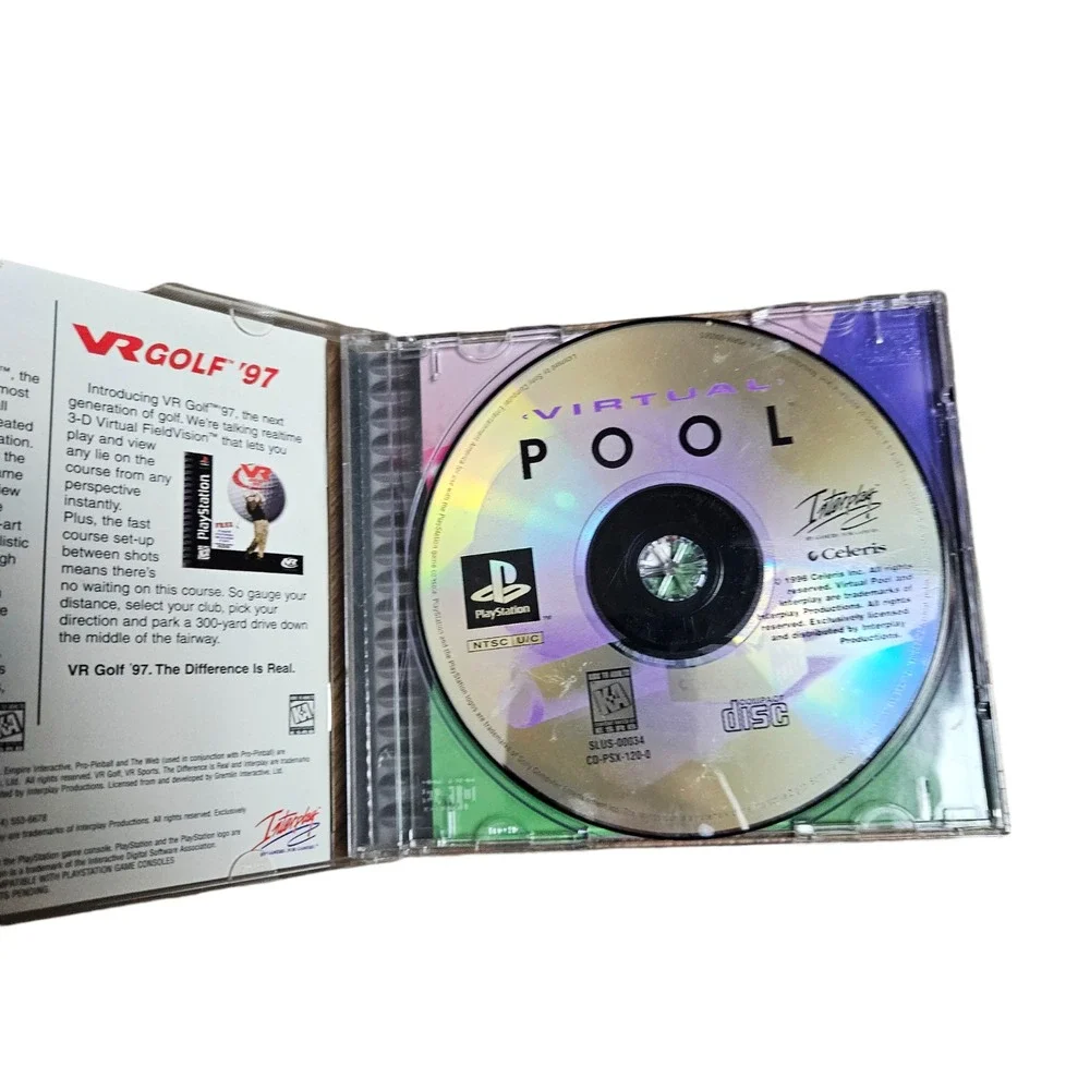 Virtual Pool (Sony PlayStation 1, 1996) PS1 Video Game Disc Sports CIB